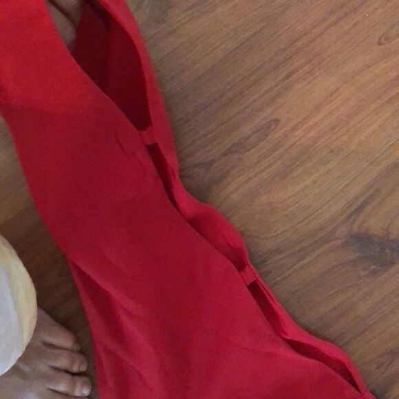 NWT ASOS Red embroidered V-neck dress with open sleeves size 4 - Picture 5 of 7